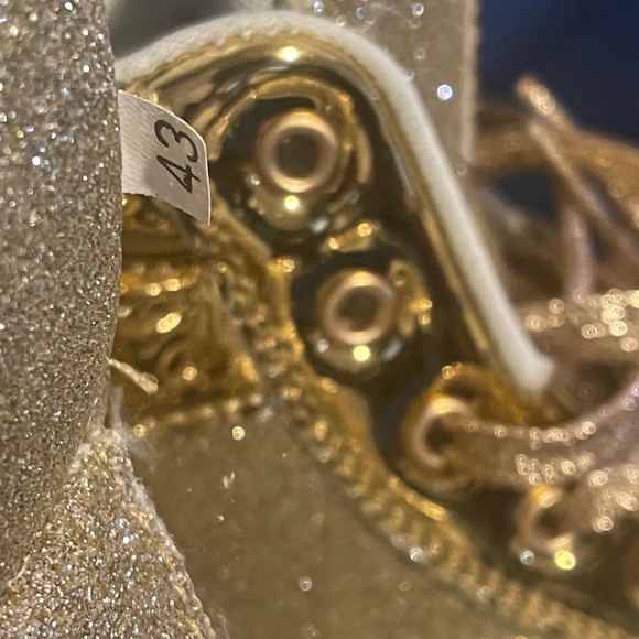 Gold Glitter High-Top Sneakers – Metallic Gold – Size 43 (Women’s 11) - Picture 6 of 6